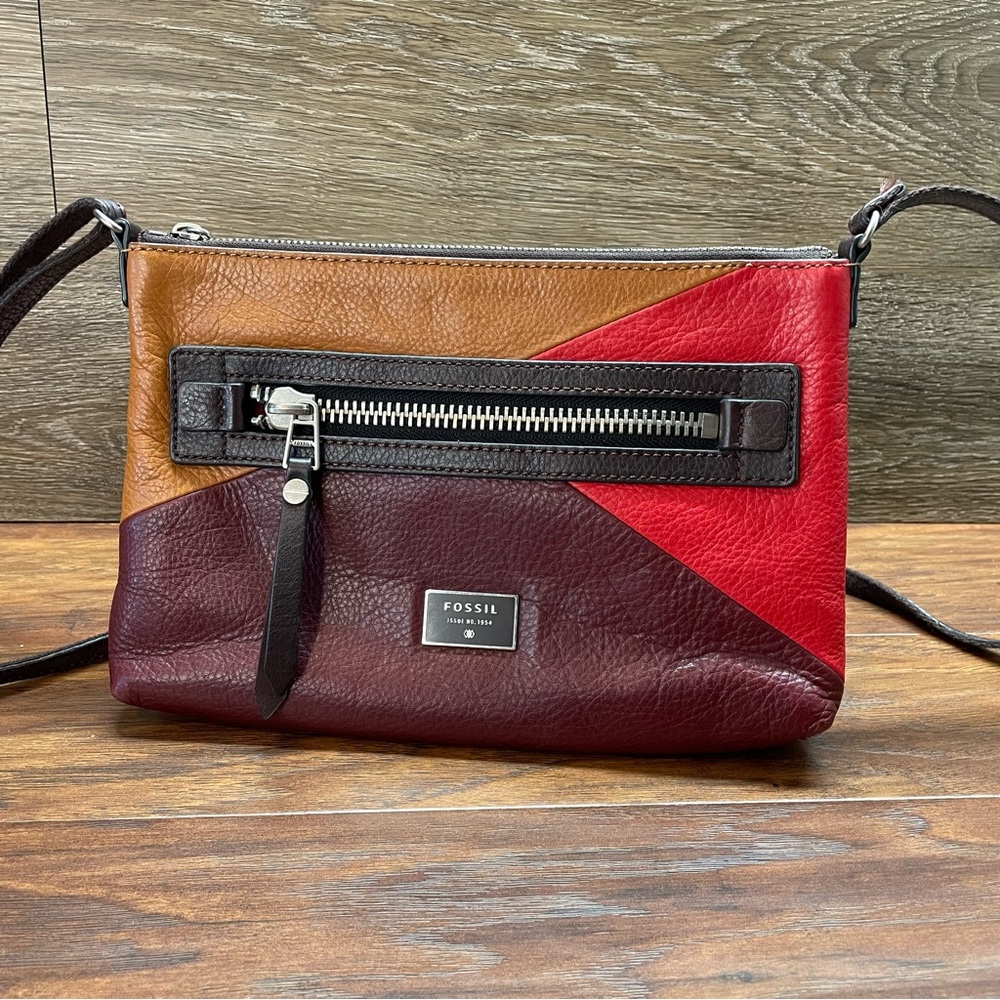 Fossil Color-blocked Small/Medium Convertible Leather Crossbody/Shoulder Bag